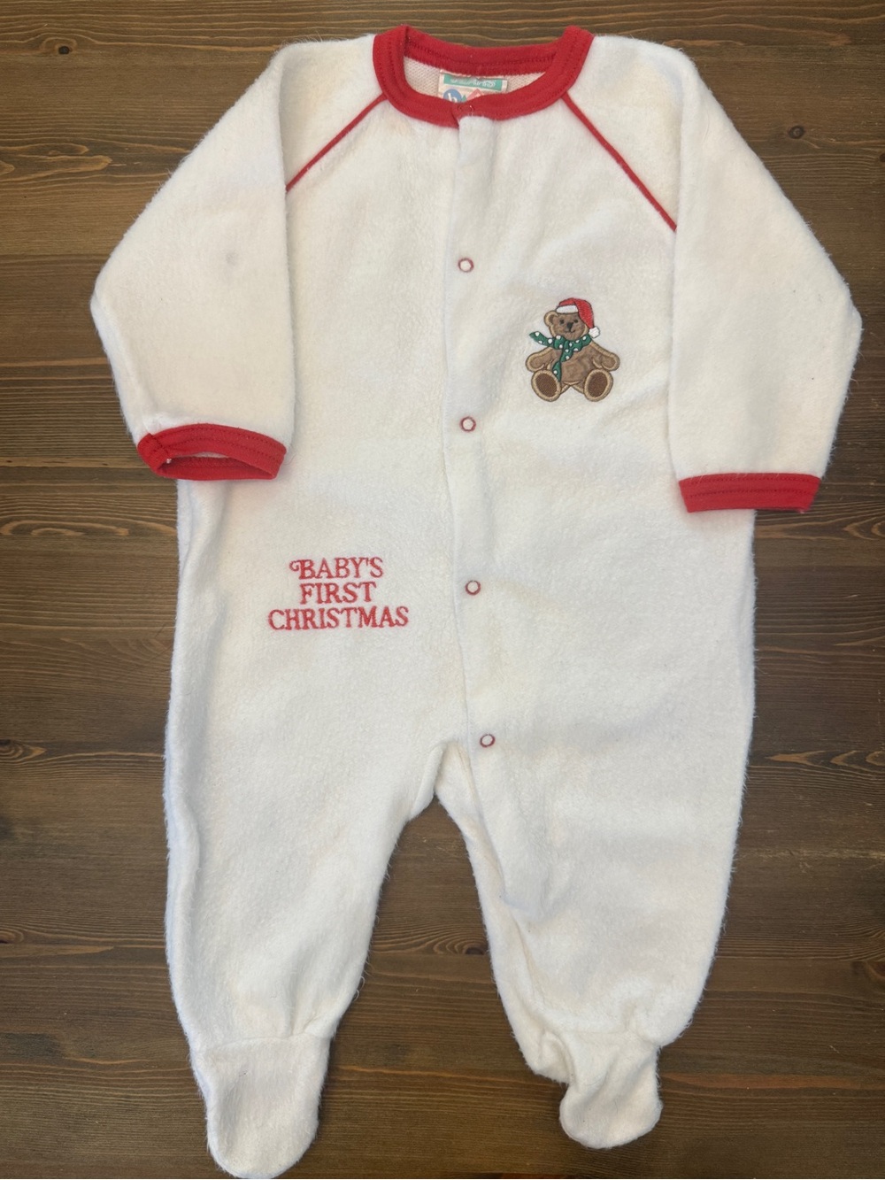Vintage Sears Baby Pretty Baby Baby’s First Christmas Footed Button Sleeper (30)